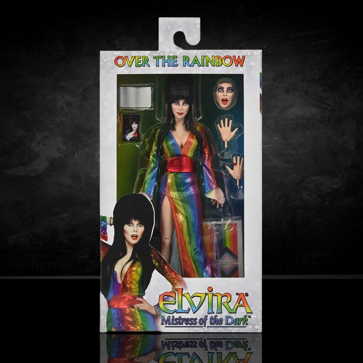 Elvira Over the Rainbow - Mistress of the Dark 8-Inch Clothed Action Figure by Neca new in box with extra hands and face accessory