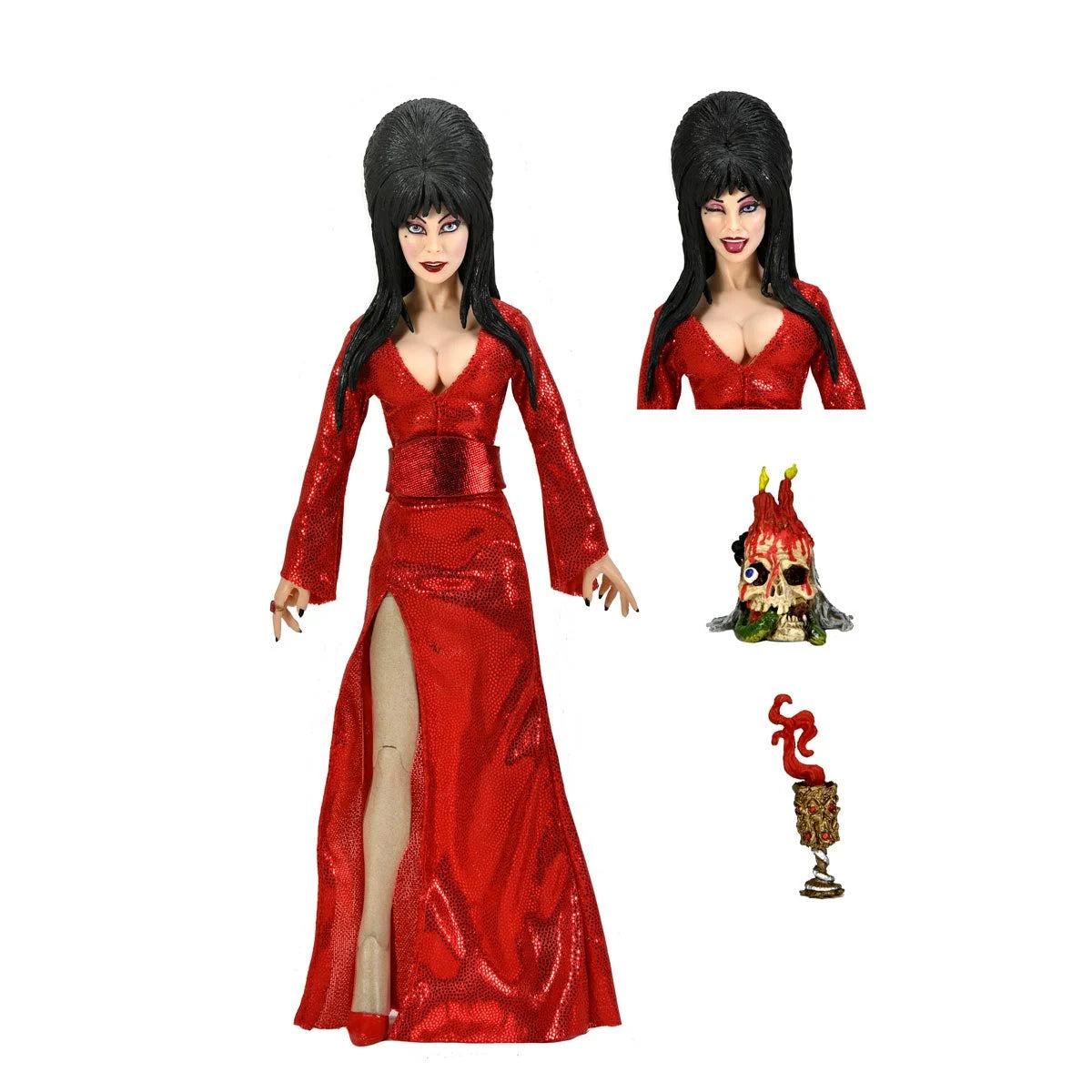 Elvira Red, Fright, and Boo - Mistress of the Dark 8-Inch Clothed Figure by Neca with alternate head and accessories new in box
