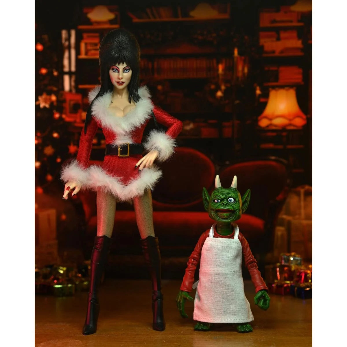 Elvira Very Scary Christmas - Mistress of the Dark 8-Inch Clothed Action Figure by Neca with green demon accessory new in box