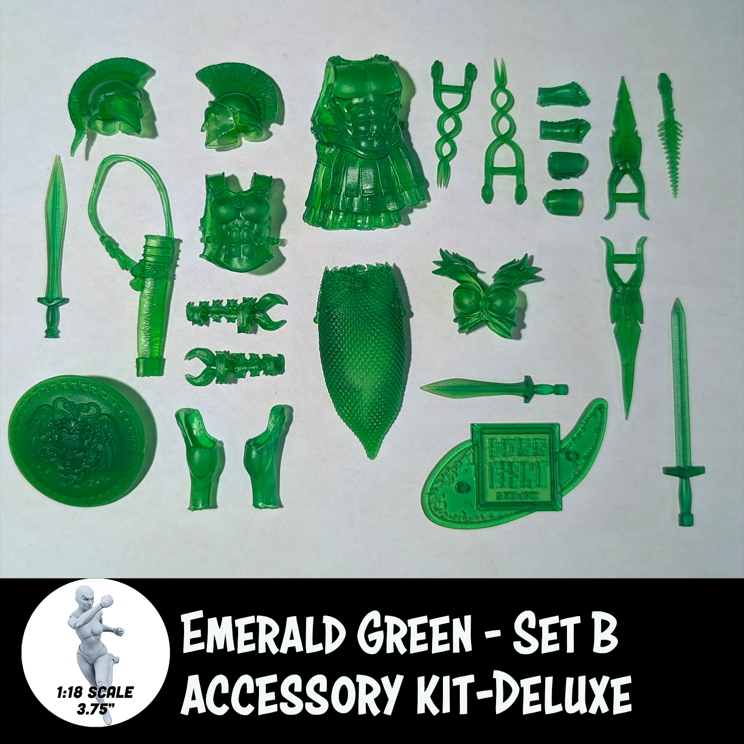 1:18 Scale Greek & Roman Mythology Emerald Green Accessory Set B translucent customizer kit new in box by Boss Fight Studio Llc