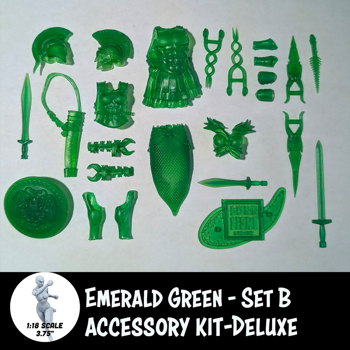 1:18 Scale Greek & Roman Mythology Emerald Green Accessory Set B translucent customizer kit new in box by Boss Fight Studio Llc