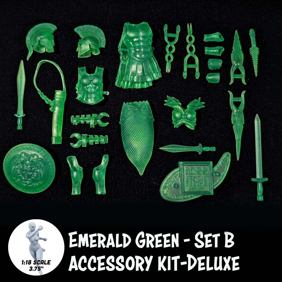 1:18 Scale Greek & Roman Mythology Emerald Green Accessory Set B (Translucent Customizer Kit for 3.75" - 4" Figures) by Boss Fight Studio Llc new in box
