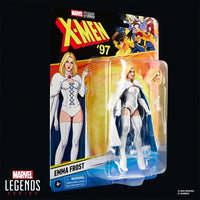 Hasbro Marvel Legends 6-inch Emma Frost X-Men 97 action figure with alternate head and hands in packaging.