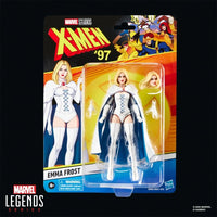 Hasbro Marvel Legends 6-inch Emma Frost action figure from X-Men 97 with alternate head and hands accessories