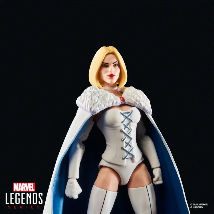 Emma Frost action figure from Hasbro in white costume with cape based on X-Men 97 Marvel Legends series