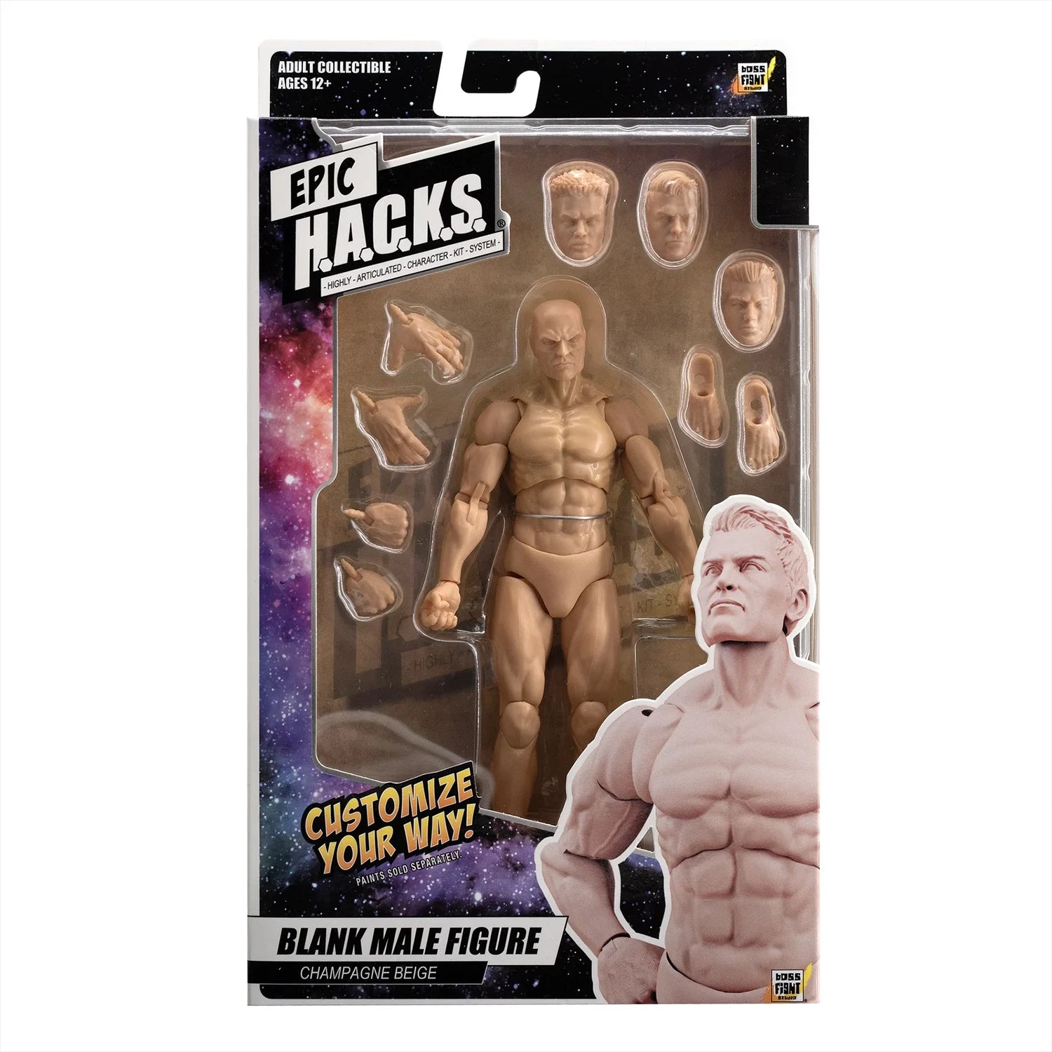 EPIC H.A.C.K.S. Blank Male Champagne Beige 6" Scale Premium Action Figure new in box by Boss Fight Studio Llc