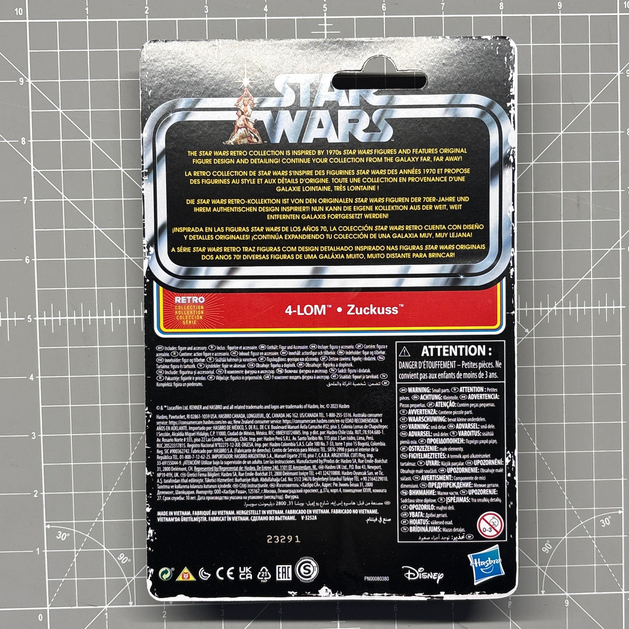 4-Lom Star Wars Retro Collection Action Figure in case Empire by Kenner, package back