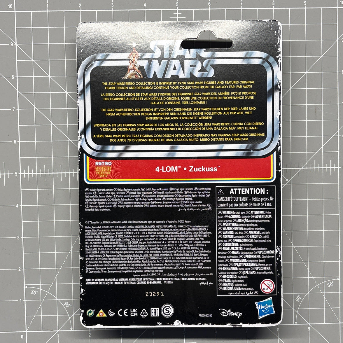 4-Lom Star Wars Retro Collection Action Figure in case Empire by Kenner, package back