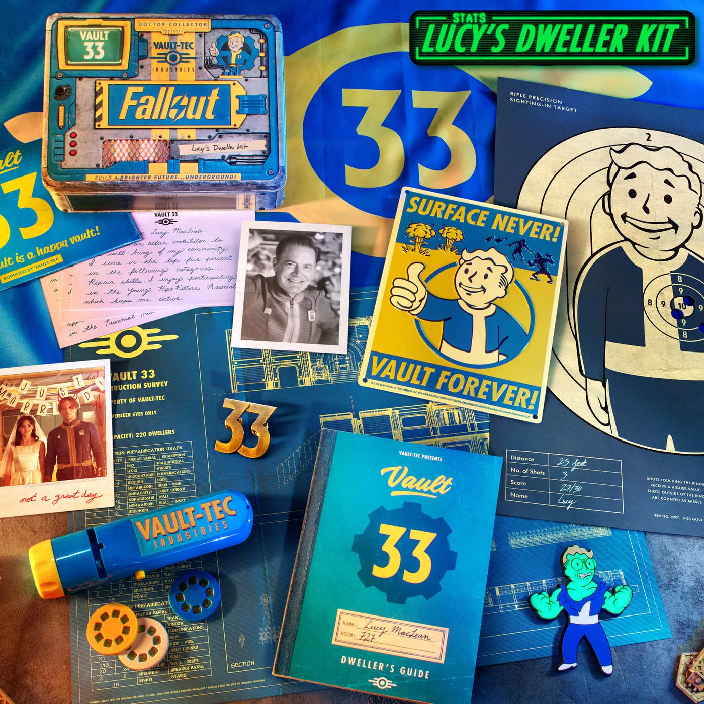 Fallout - Lucy's Dwellers Kit: Exclusive Vault 33 Collector's Box Set with Vault-Tec items and memorabilia by Doctor Collector mint condition