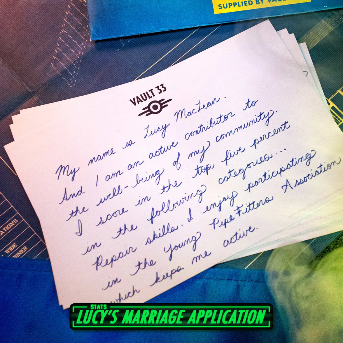 Fallout - Lucy's Dwellers Kit: Exclusive Vault 33 Collector's Box Set with handwritten marriage application card by Doctor Collector