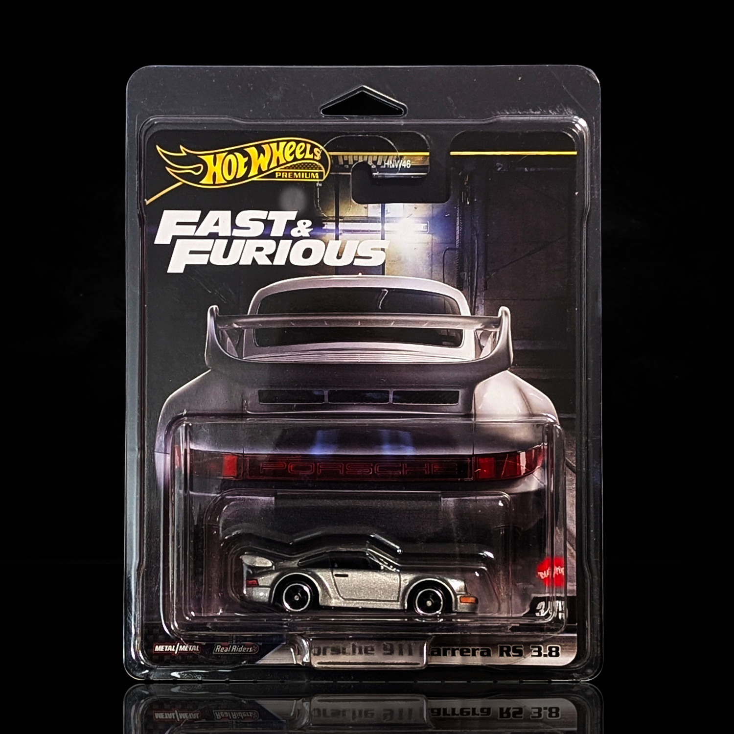 Hot Wheels Fast & Furious die-cast Porsche 911 Carrera RS 3.8 in silver with rear spoiler in blister pack
