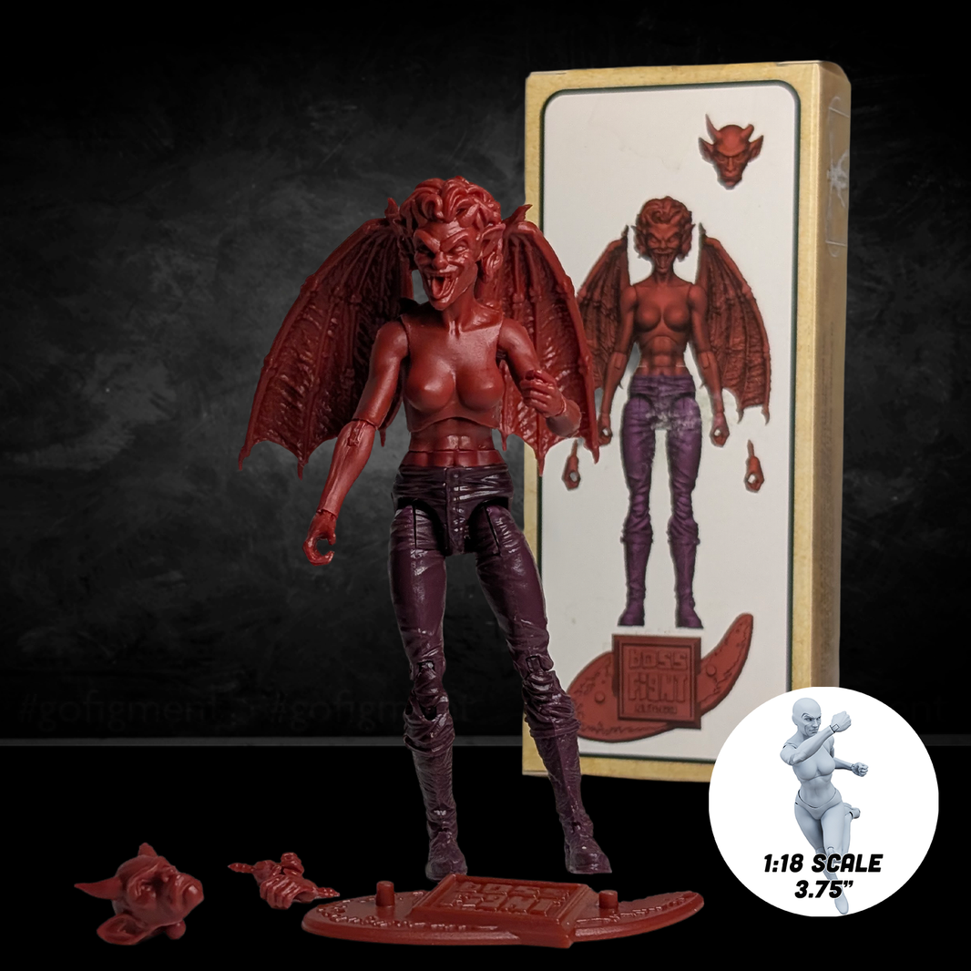 Vitruvian H.A.C.K.S. Fantasy Character Blanks Hellfire Red Female Demon 1:18 Scale Action Figure new in box by Boss Fight Studio Llc