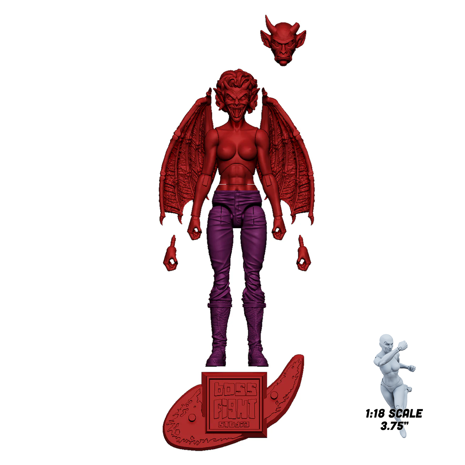 Vitruvian H.A.C.K.S. Fantasy Character Blanks Hellfire Red Female Demon 1:18 Scale Action Figure new in box by Boss Fight Studio Llc