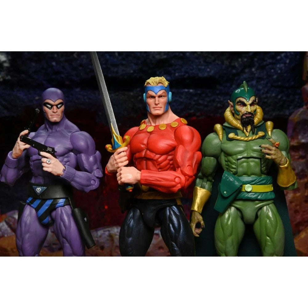 Flash Gordon King Features Original Superheroes NECA 7-Inch Action Figure in red costume with sword new in box collectible