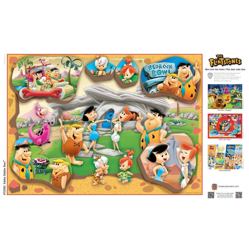 The Flintstones - Yabba Dabba Doo 1000 Piece Jigsaw Puzzle Masterpieces by Master Pieces featuring classic cartoon characters in Bedrock setting