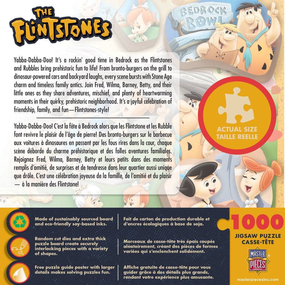 The Flintstones - Yabba Dabba Doo 1000 Piece Jigsaw Puzzle Masterpieces by Master Pieces featuring classic Bedrock characters and family fun
