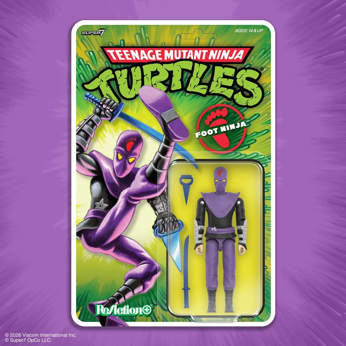 Foot Ninja Teenage Mutant Ninja Turtles ReAction+ Action Figure by Super7 with Ninja Sword 3.75-Inch