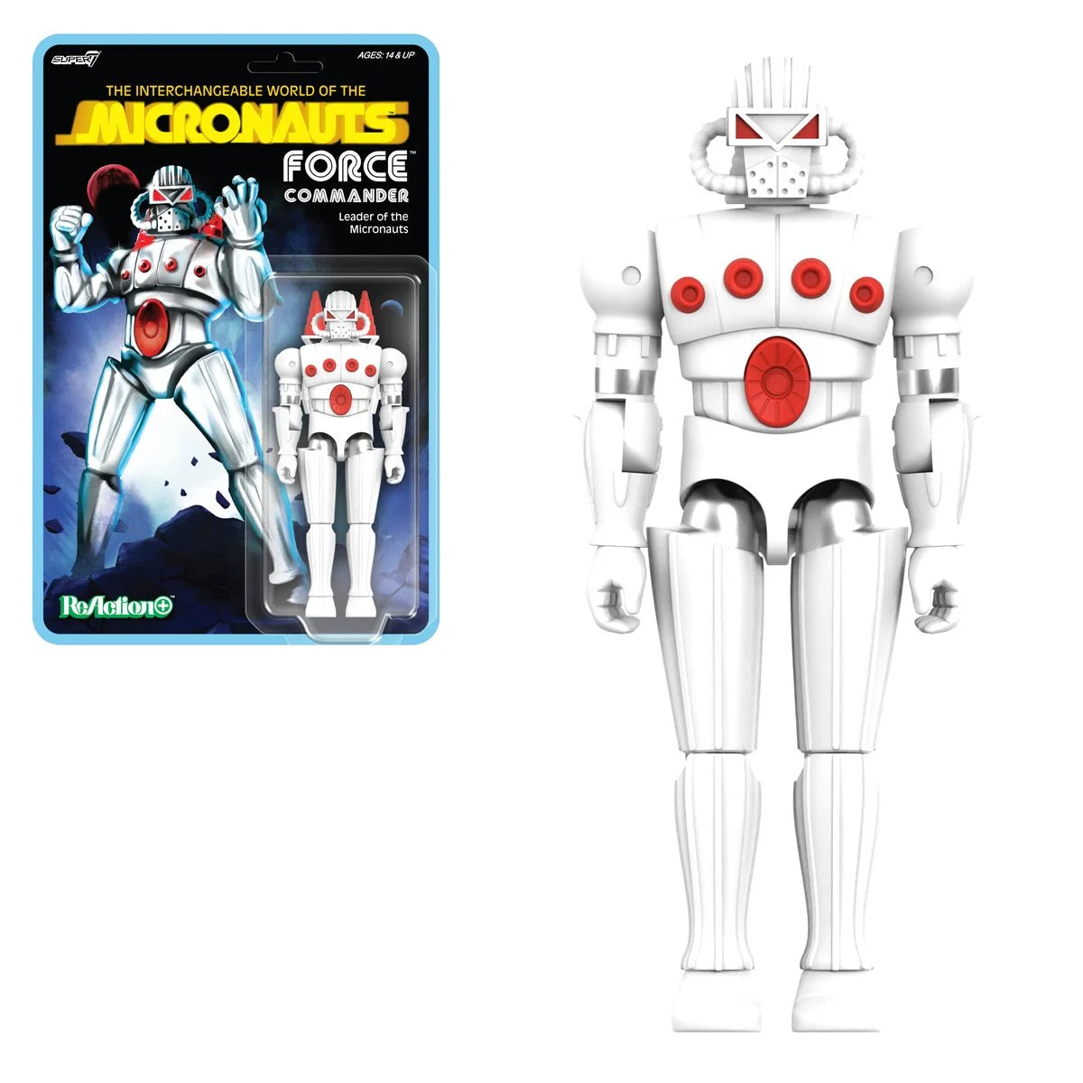Micronauts Force Commander 3 3/4-Inch ReAction+ Figure – Vintage-Inspired Collectible Action Figure new in box by Super7