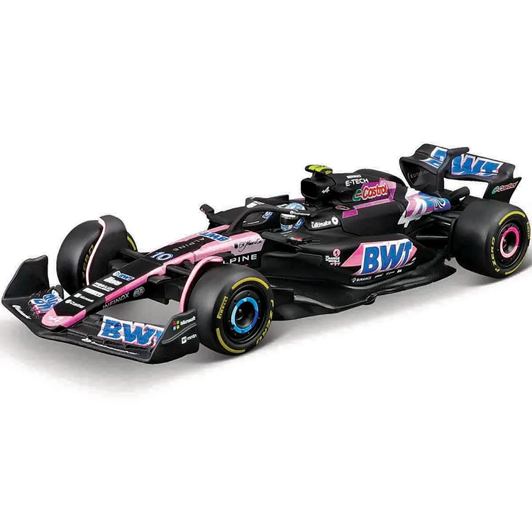 Bburago 1:43 scale die-cast model of Pierre Gasly's 2024 BWT Alpine F1 Team A524 car with detailed livery