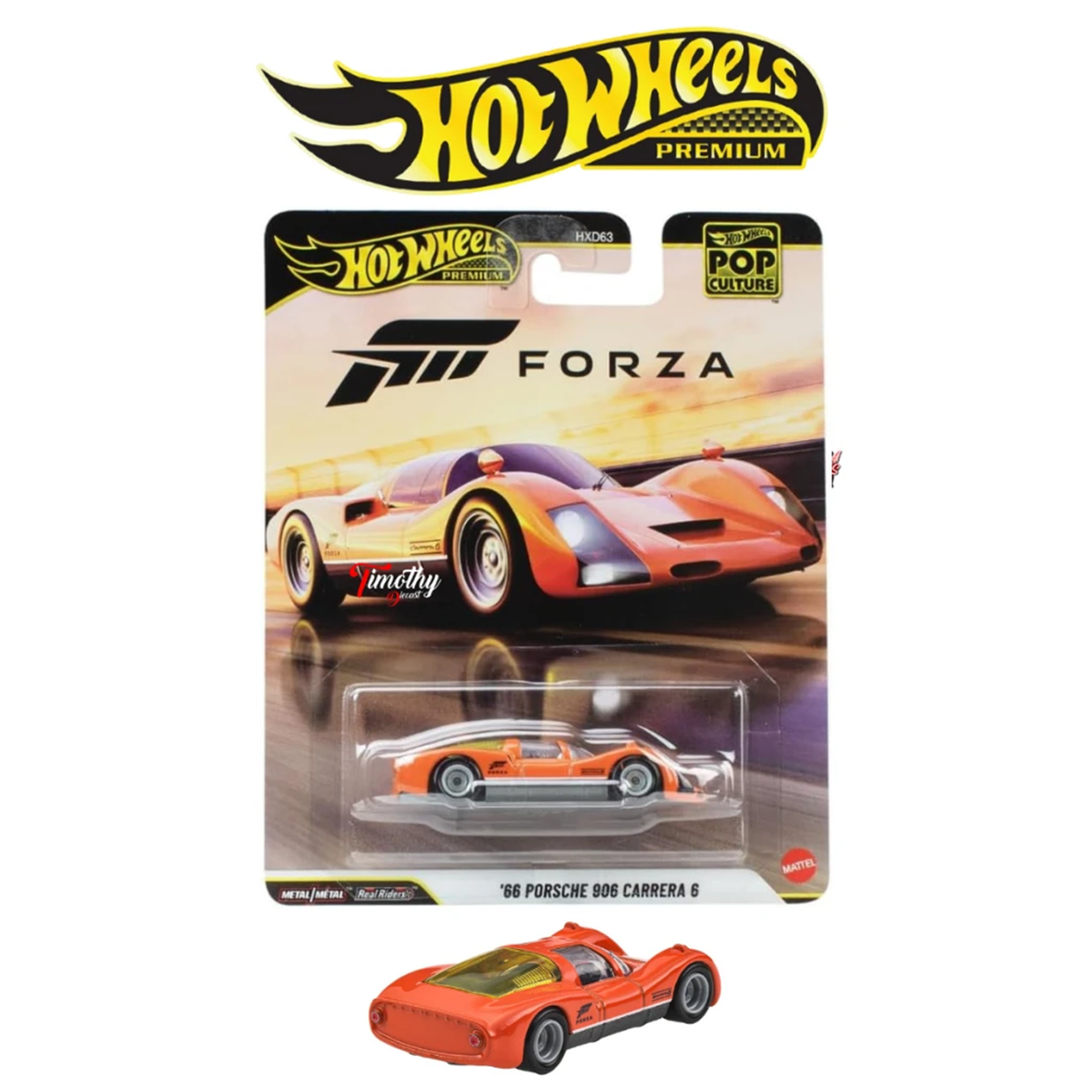 Porsche 906 Carrera 6 Forza 1:64 Scale Hot Wheels Premium Pop Culture Diecast Car by Mattel in orange racing design