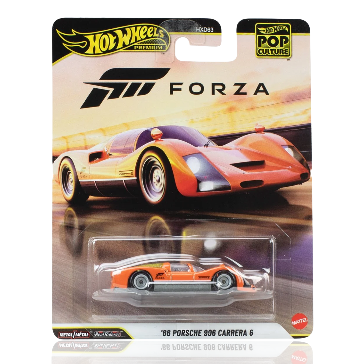Porsche 906 Carrera 6 Forza 1:64 Scale Hot Wheels Premium Pop Culture Diecast Car by Mattel in orange and silver colors
