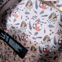 Disney The Fox and the Hound 2026 Loungefly Cosplay Mini-Backpack In Hand with character print lining by Loungefly