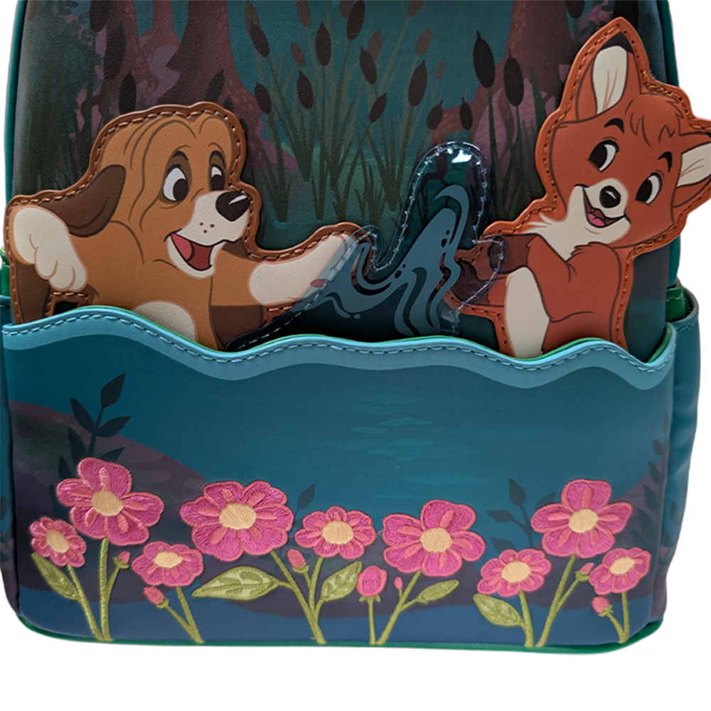 Disney The Fox and the Hound 2026 Loungefly Cosplay Mini-Backpack In Hand with floral and character design