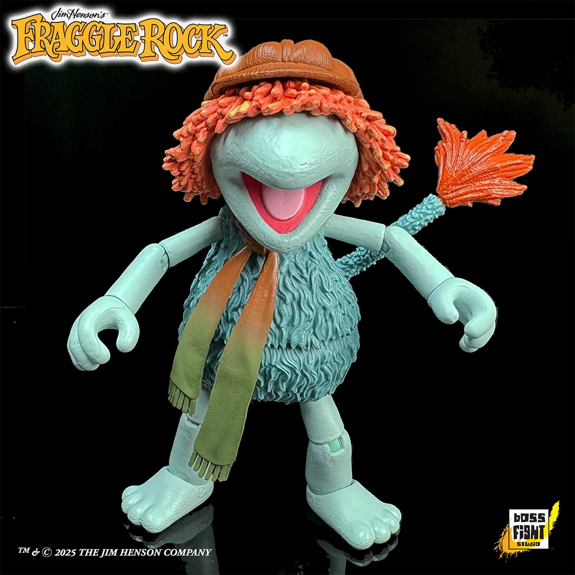 Fraggle Rock Boober 6-Inch Action Figure Boss Fight Studio with scarf and broom accessory against a black background