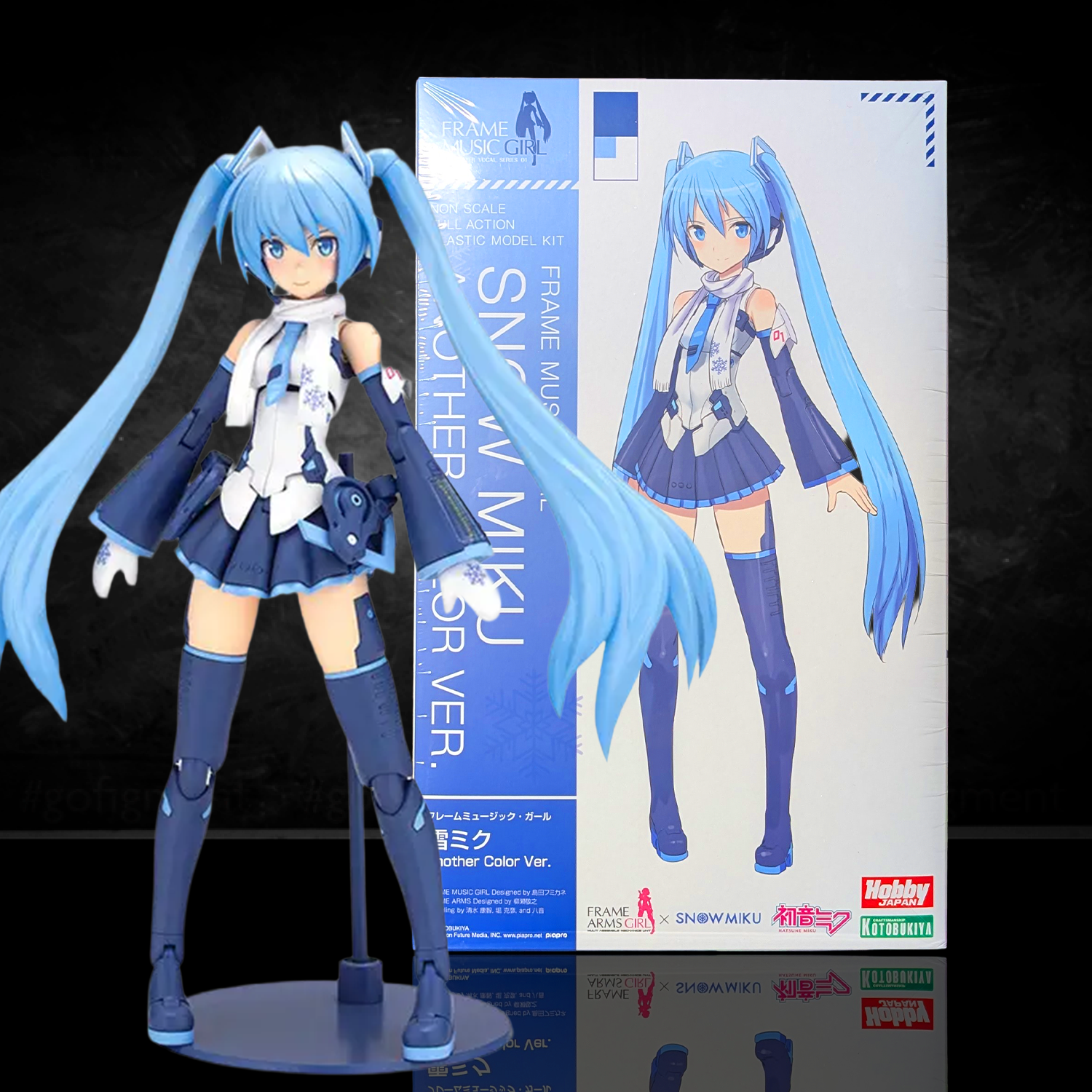 Hatsune Miku Frame Music Girl Snow Miku Another Color Ver Model Kit by Blokees new in box with blue and white outfit and long twin tails