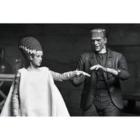 Frankenstein’s Monster B&W Bride of Frankenstein Ultimate Action Figure NECA 7” posed together in black and white collectible set