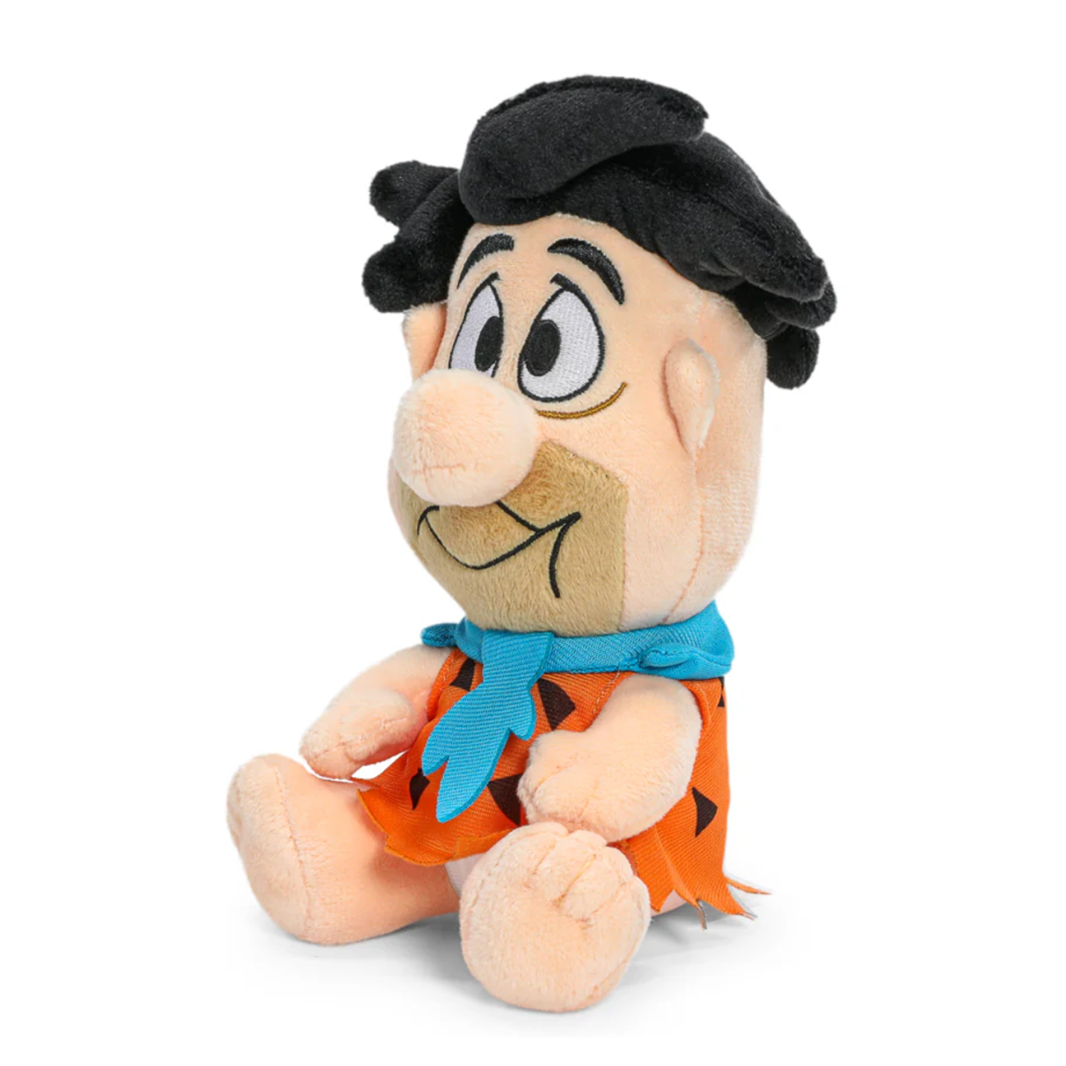 Fred Flintstone Phunny Plush: Hot-Headed, 7.5-Inch, Premium Quality Plush from Bedrock! by Kidrobot seated with black hair and blue necktie