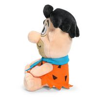 Fred Flintstone Phunny Plush: Hot-Headed, 7.5-Inch, Premium Quality Plush from Bedrock! by Kidrobot seated side view with blue necktie