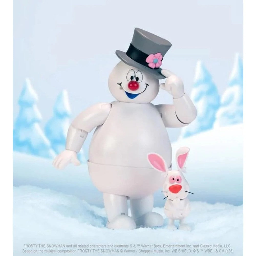 Frosty the Snowman 1:12 Scale Action Figure Jada Toys Holiday Collectible by Super7 with pink flower hat and rabbit accessory new in box