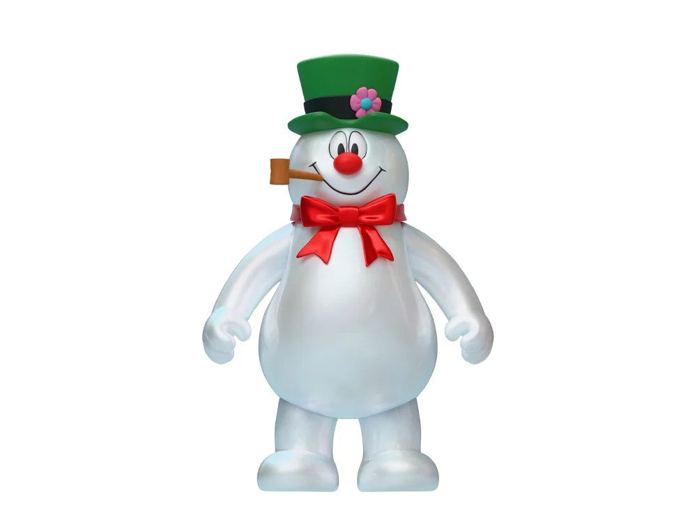 3.75-inch Frosty the Snowman ReAction action figure by Super7 in candy box inspired design with green hat and red bow tie