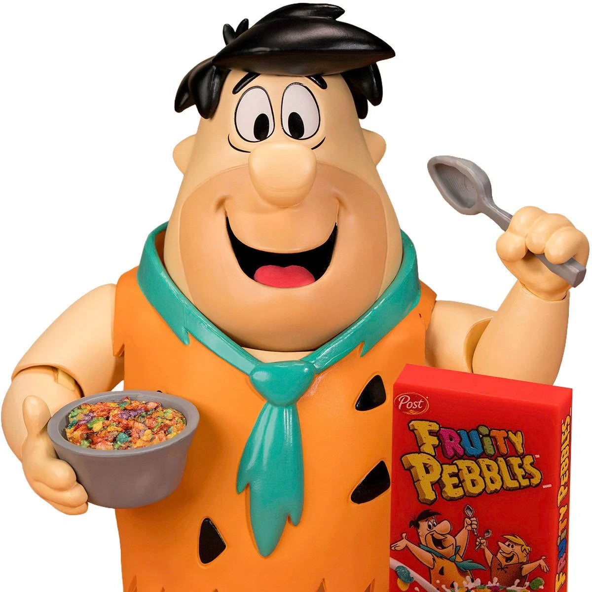Fred Flintstone 1:12 Scale Action Figure - Premium Articulated Fruity Pebbles by Jada Toys new in box with spoon and cereal bowl