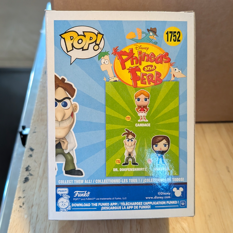 Dr. Doofenshmirtz Funko Pop #1752 - Phineas and Ferb Vinyl Figure GoFigment in box with character art and Funko branding.