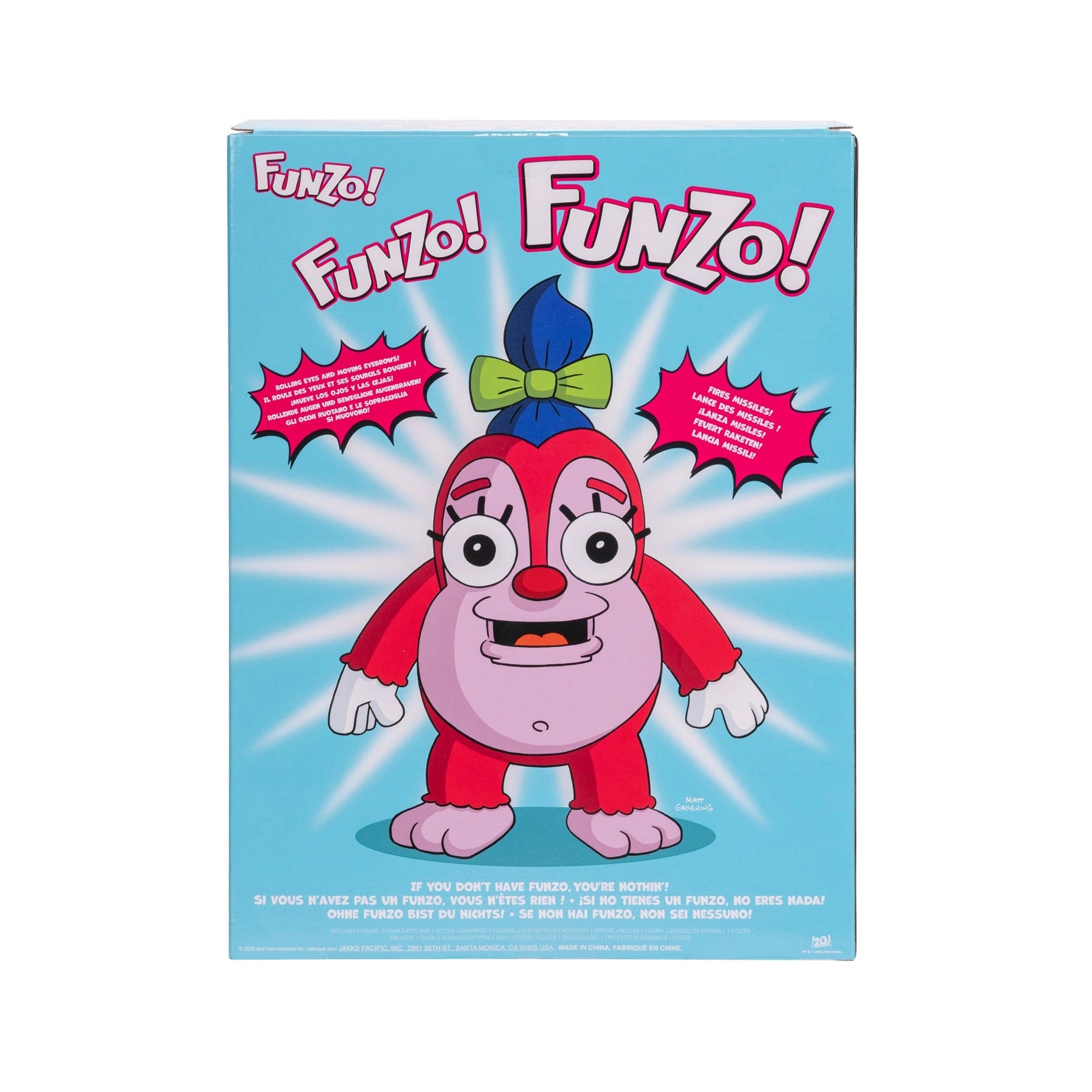 The Simpsons Talking Funzo Doll by Jakks Pacific - packaging showing the collectible plush character Funzo with bright colors