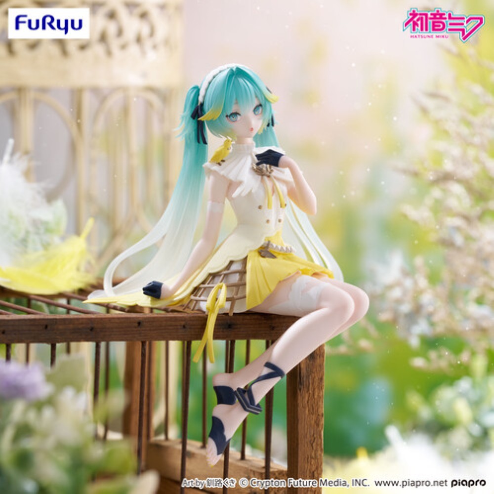 Hatsune Miku Canary Bird Noodle Stopper Figure FuRyu Anime Statue new in box by Banpresto with teal twin tails and yellow accents