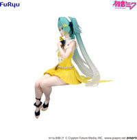 Hatsune Miku Canary Bird Noodle Stopper Figure FuRyu Anime Statue by Banpresto with blue twin tails and yellow dress