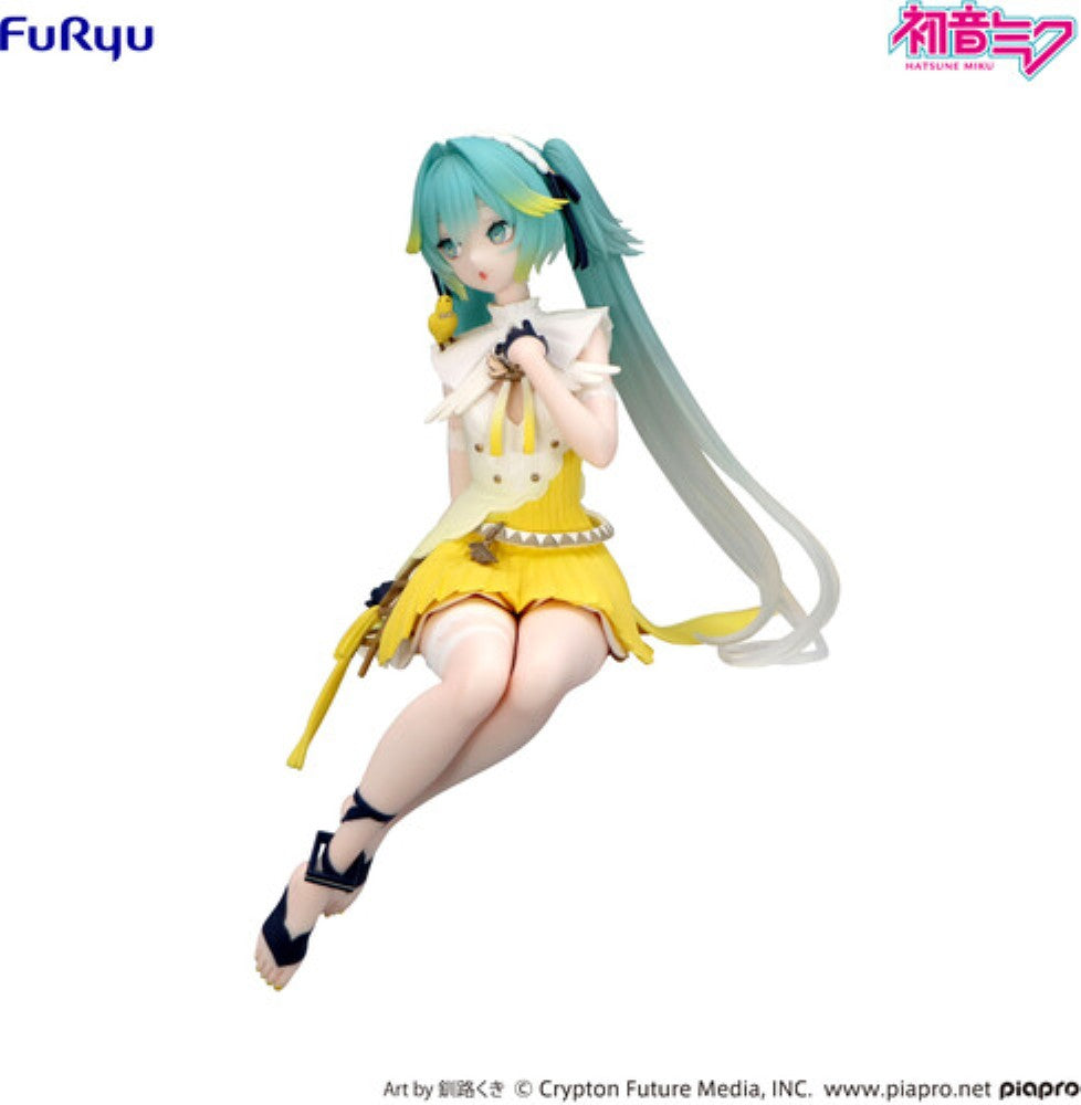 Hatsune Miku Canary Bird Noodle Stopper Figure FuRyu Anime Statue new in box by Banpresto with teal hair and yellow dress