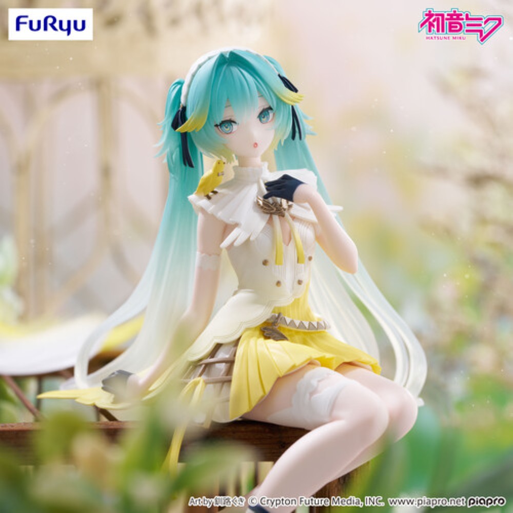 Hatsune Miku Canary Bird Noodle Stopper Figure FuRyu Anime Statue new in box by Banpresto with teal hair and yellow outfit