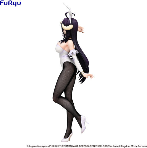 Furyu - Overlord BiCute Bunnies Albedo Statue by Banpresto new in box with white bunny outfit and black fishnet tights side view