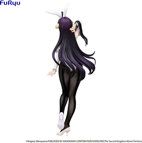Furyu - Overlord BiCute Bunnies Albedo Statue by Banpresto new in box with black fishnet tights and long purple hair viewed from back