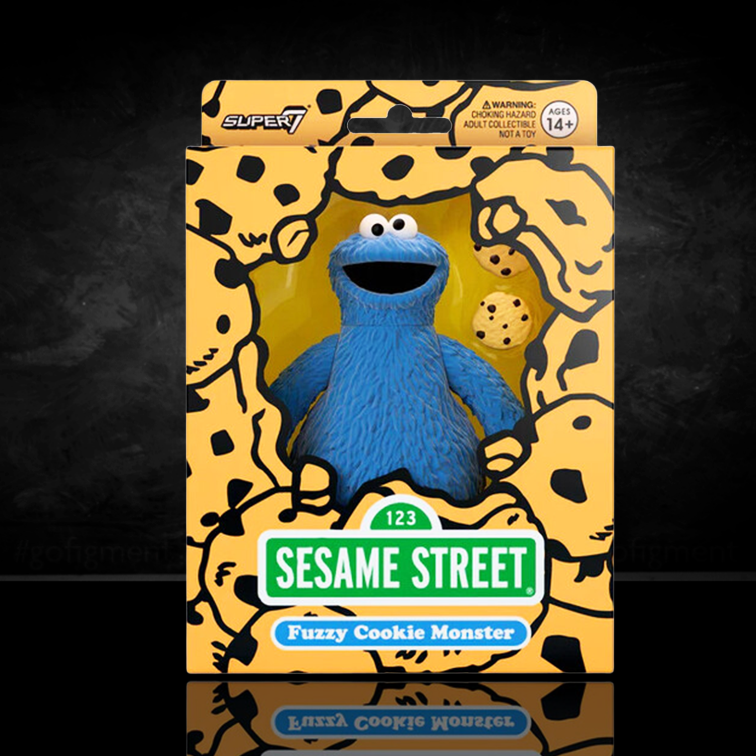 Cookie Monster Fuzzy ReAction Figure – Sesame Street 3.75" Super7 Collectible NIB with textured blue fur