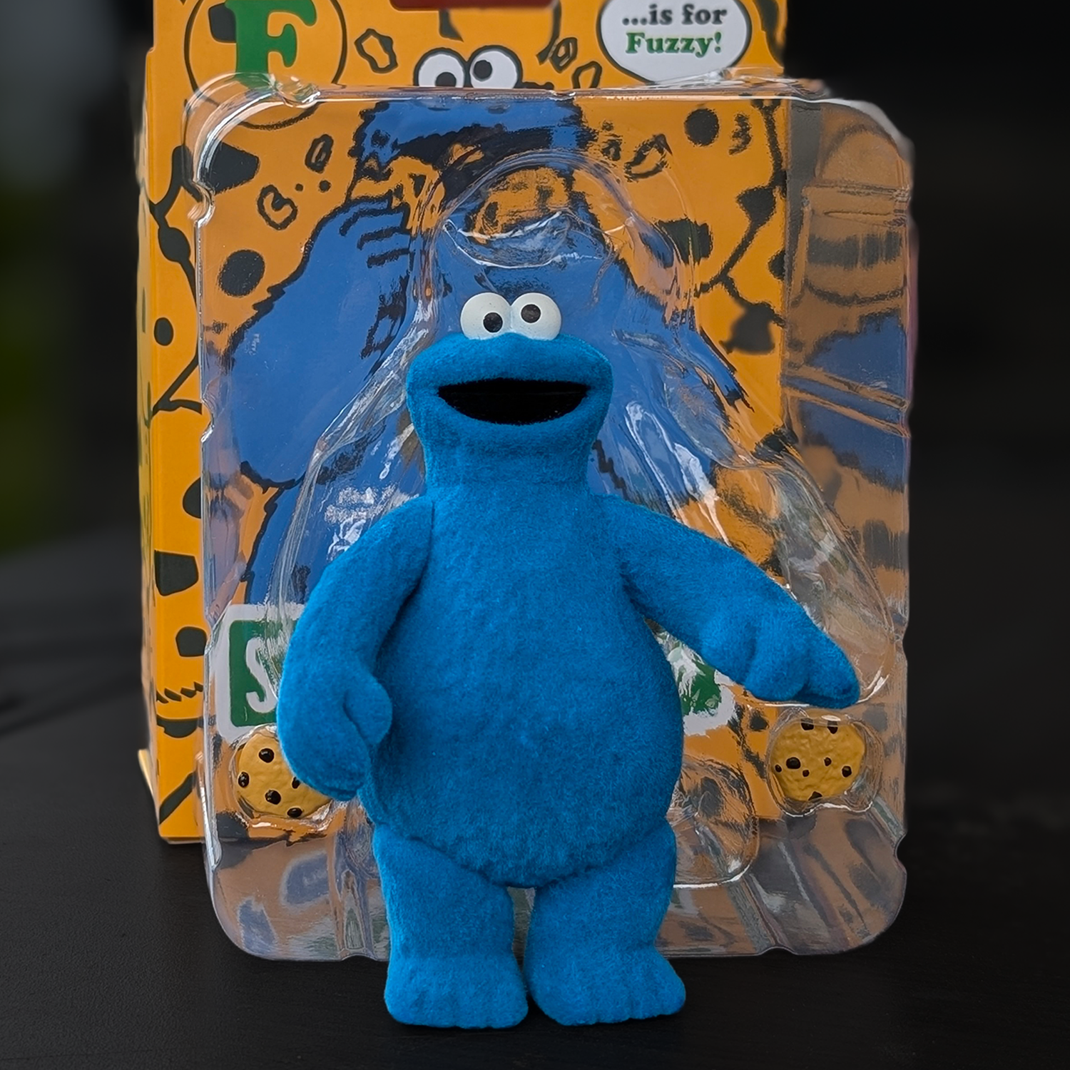 Cookie Monster Fuzzy ReAction Figure – Sesame Street 3.75" Super7 Collectible NIB with textured blue fuzz material