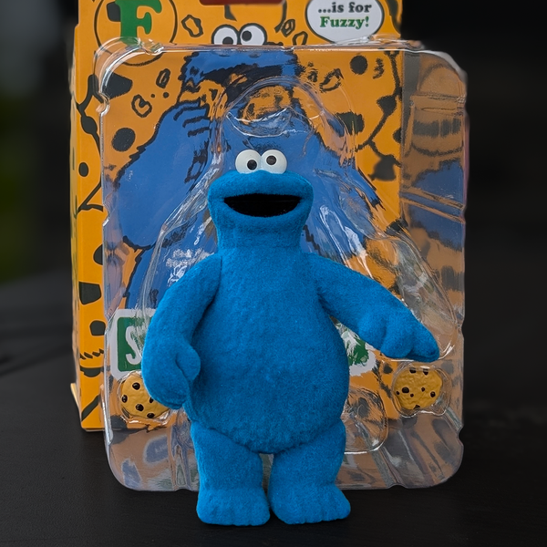 Cookie Monster Fuzzy ReAction Figure – Sesame Street 3.75" Super7 Collectible NIB with textured blue fuzz material