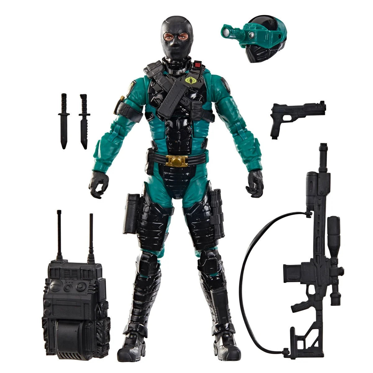 Night-Viper "187" G.I. Joe Classified Series 6 inch COBRA Action Figure by Hasbro with weapons and accessories displayed.