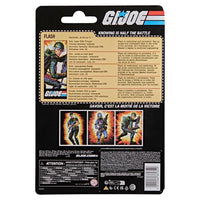 Back of G I Joe Flash packaging with character artwork, multilingual text, safety warnings, and a barcode