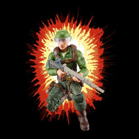 Hasbro G.I. Joe Classified Series 6-inch Trooper action figure posed with rifle and explosion background