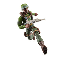Hasbro G.I. Joe Classified Series 6-inch action figure of trooper in green uniform with rifle accessory on white background